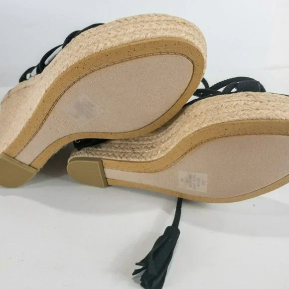 Guess Helana Wedge Espadrille Sandals Black -6.5 - Picture 4 of 4